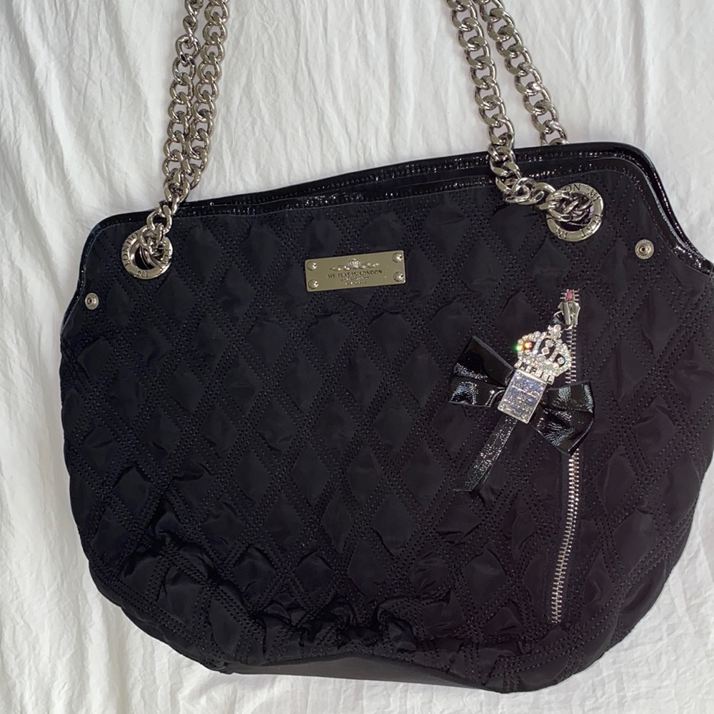 My Flat in London Quilted Bag w/Silver Chains Bag